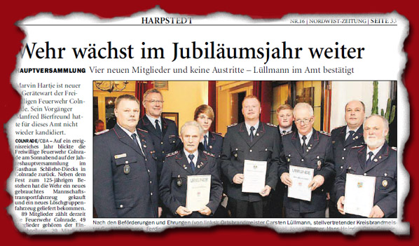 Jahreshauptversammlung 2015 der Freiwilligen Feuerwehr Colnrade