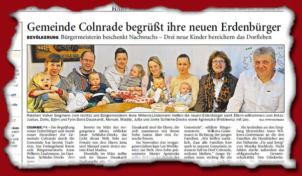 Colnrade begrüßt neue Erdenbürger