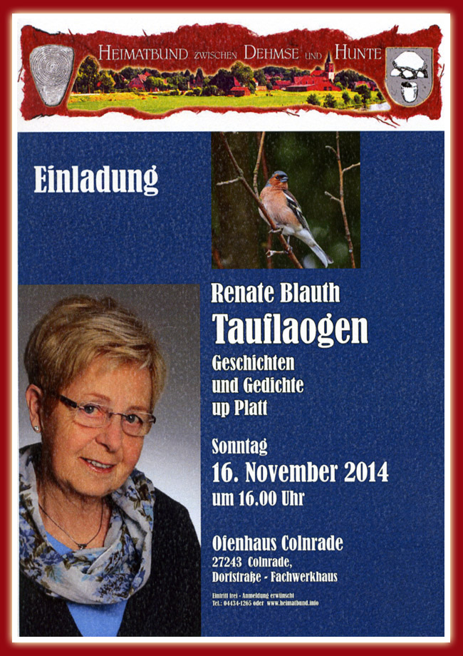 Tauflaogen- Lesung mit Renate Blauth