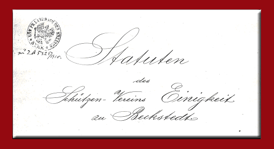 Schützenverein Beckstedt Statuten von 1910